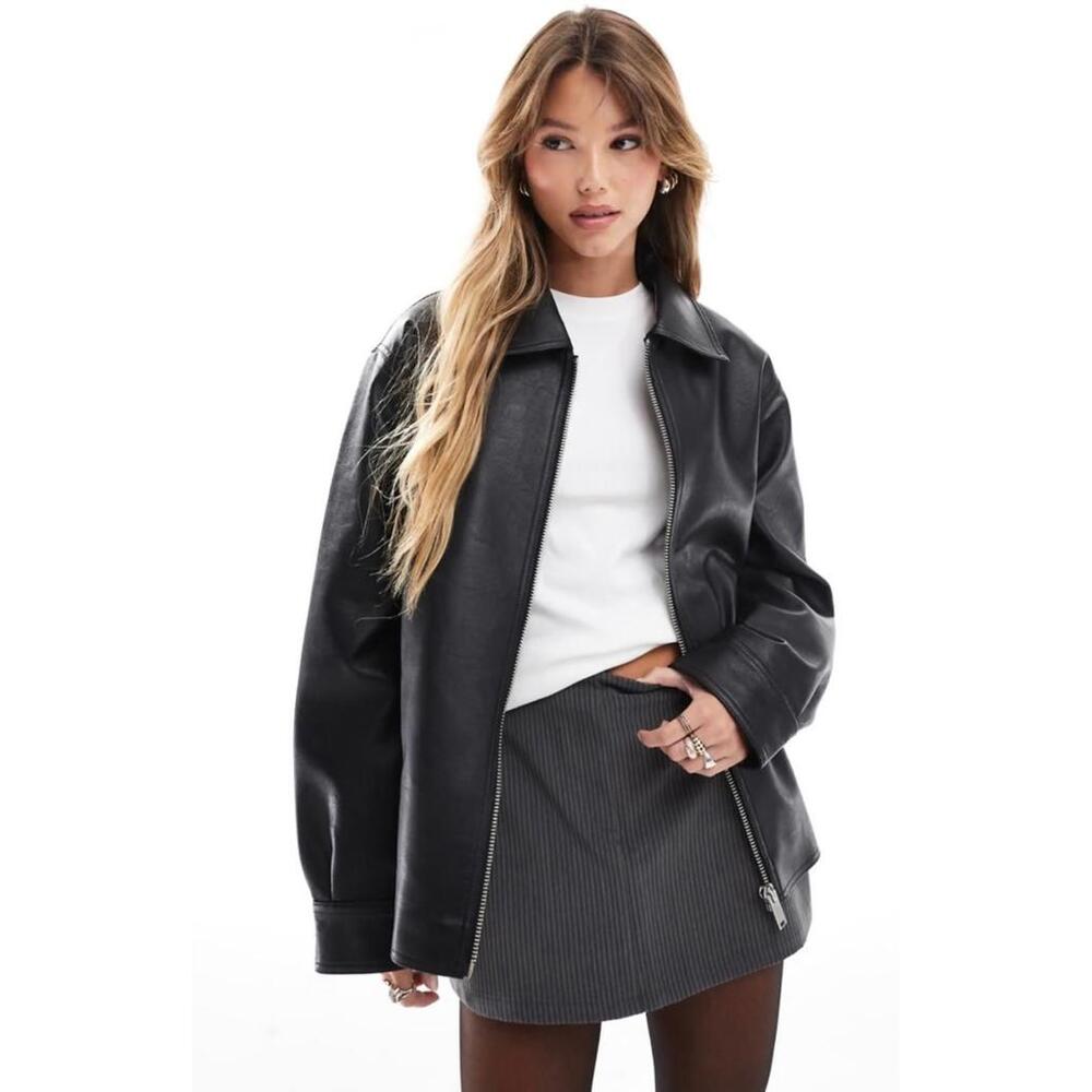 (SOLD) ASOS Leather Jacket in Black (X-SMALL)